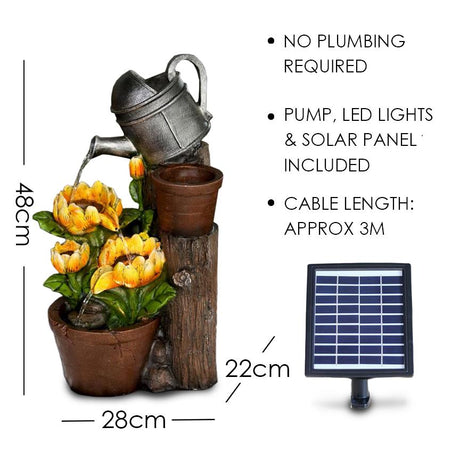 Sunflower Solar Water Feature Outdoor With LED by GEEZY - UKBuyZone