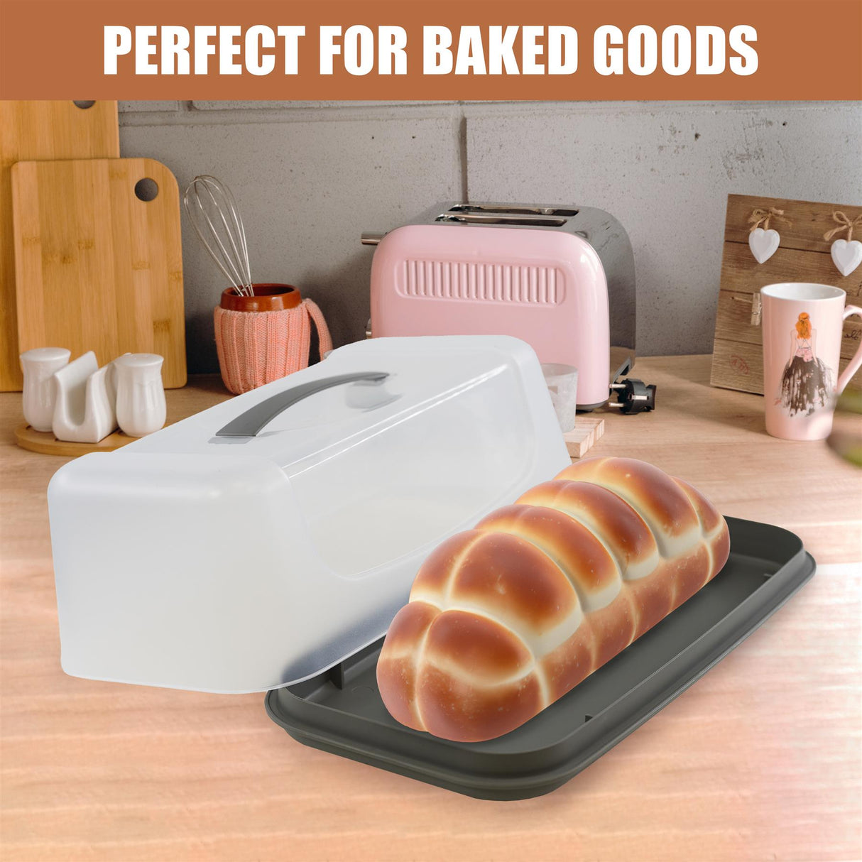 Rectangular Cake Carrier with Handle and Lid by GEEZY - UKBuyZone