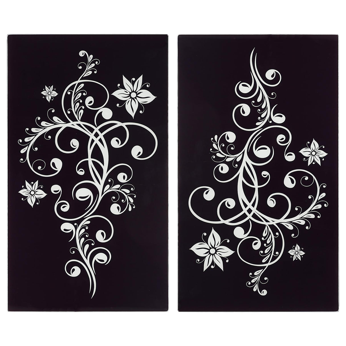 A pair of black gift cards with a white, elegant floral design. - UKBuyZone