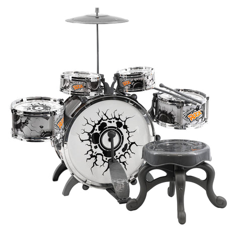 Kids Black and White Drum Kit Play Set by The Magic Toy Shop - UKBuyZone