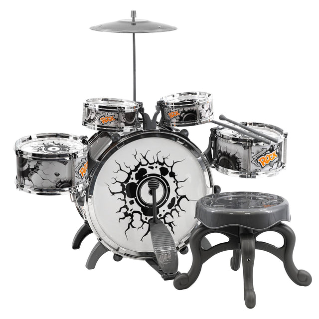 Kids Black and White Drum Kit Play Set by The Magic Toy Shop - UKBuyZone
