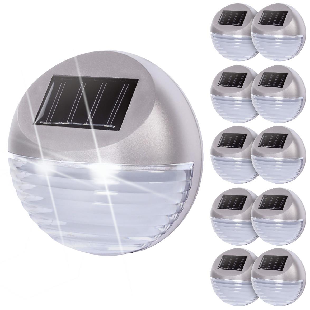 10 x Solar LED Fence Lights Silver by GEEZY - UKBuyZone