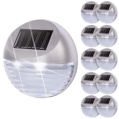 10 x Solar LED Fence Lights Silver by GEEZY - UKBuyZone