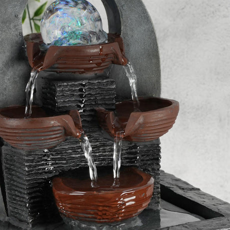 Cascading Water Feature Indoor With LED by GEEZY - UKBuyZone