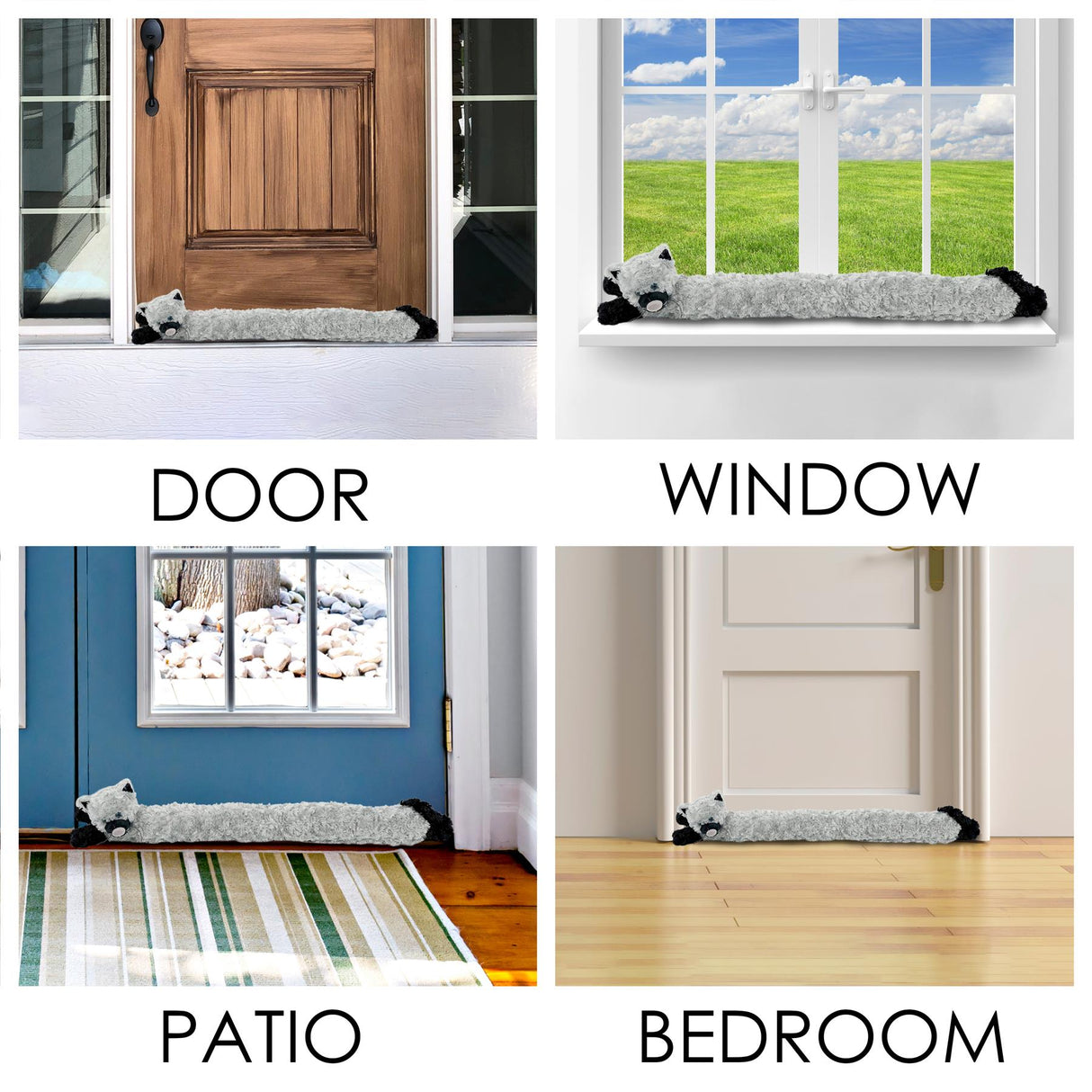 Novelty Draught Excluder for Doors Grey Cat Design by GEEZY - UKBuyZone