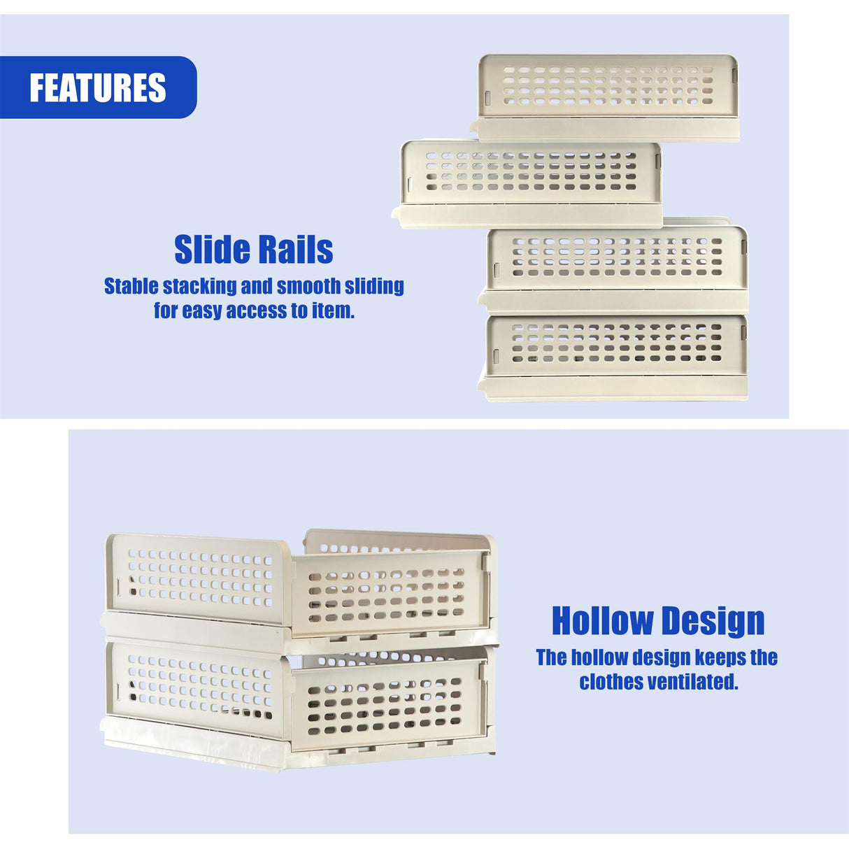 Foldable Shelf Drawers Set of 4 by GEEZY - UKBuyZone