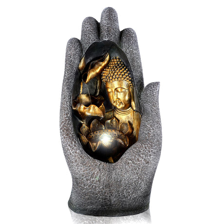 Hand Buddha Water Feature Outdoor With LED by GEEZY - UKBuyZone