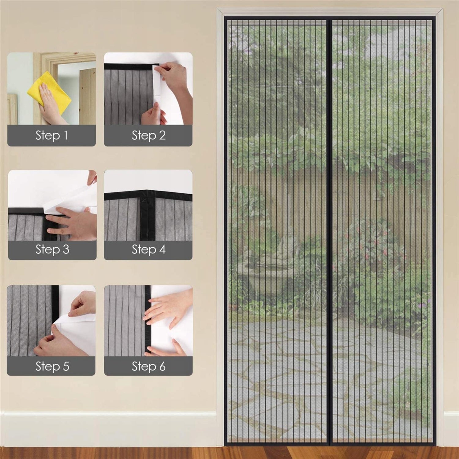 Magnetic Insect Door Screen Black by GEEZY - UKBuyZone