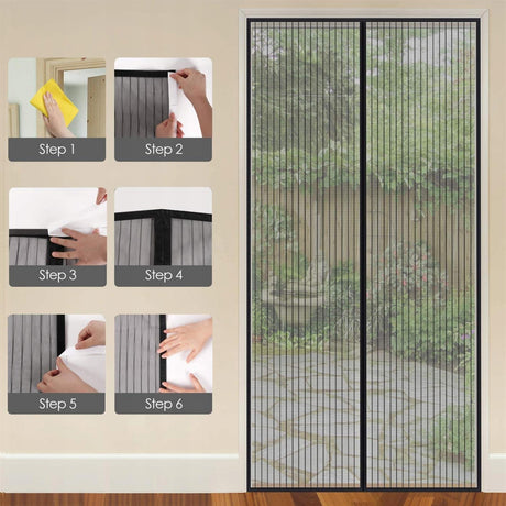 Magnetic Insect Door Screen Black by GEEZY - UKBuyZone