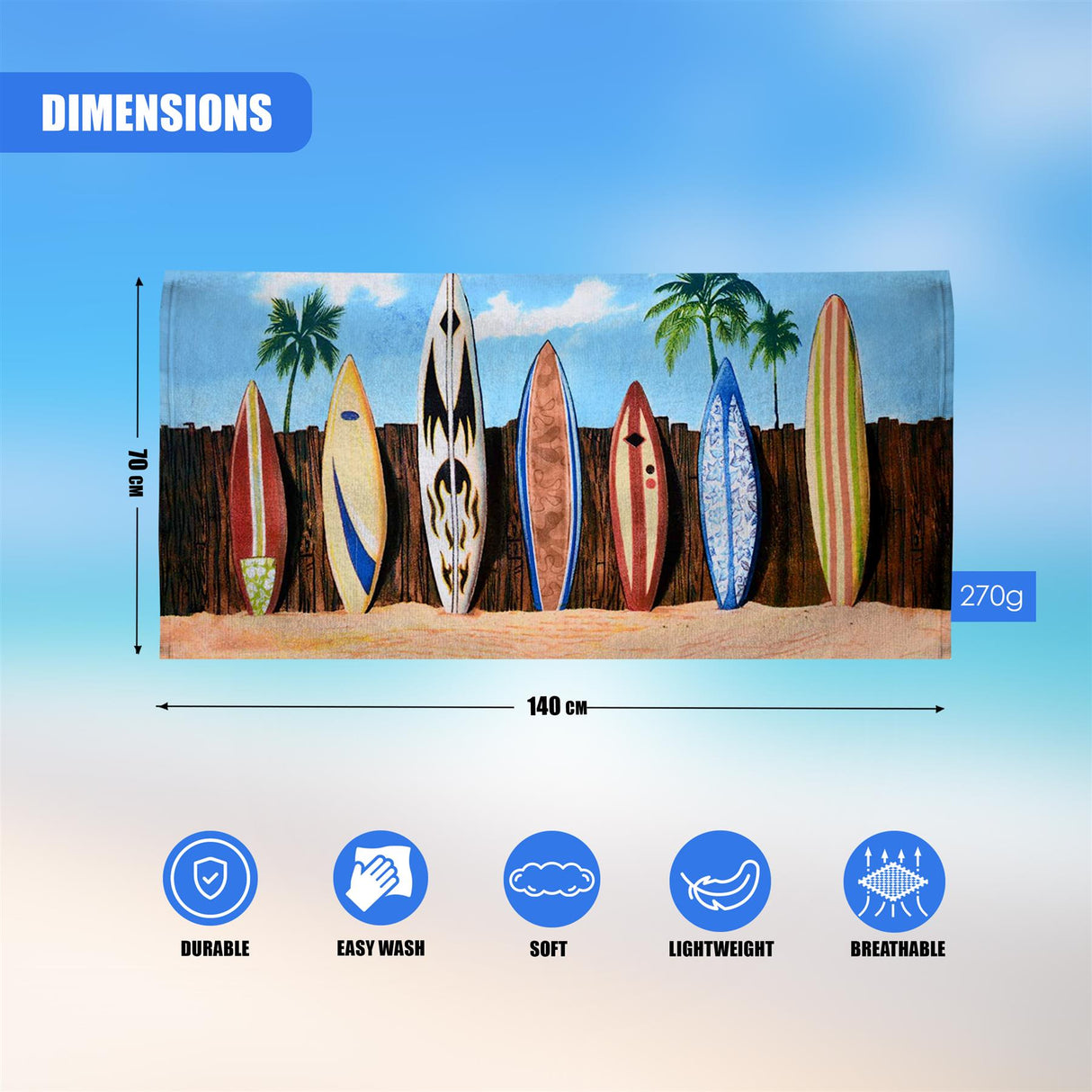 Surfboards Design Large Towel by Geezy - UKBuyZone
