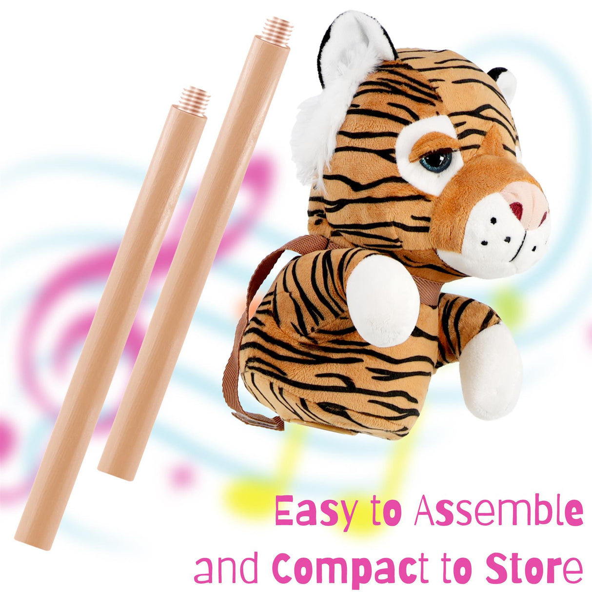 Kids Hobby Horse Toy Tiger with Sounds by The Magic Toy Shop - UKBuyZone