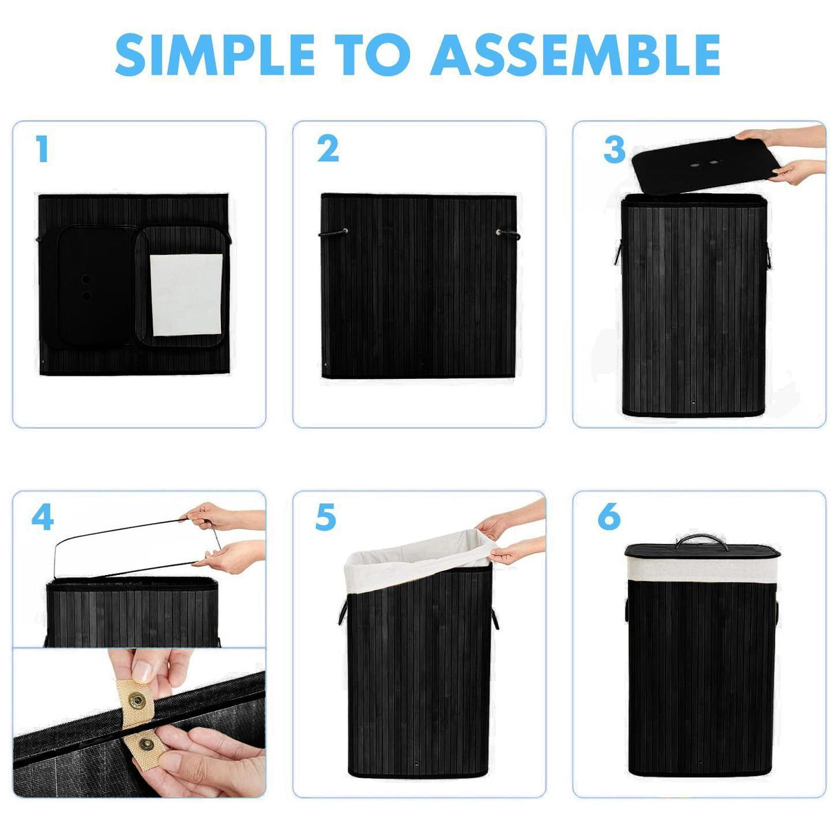 Rectangular Bamboo Basket Black by GEEZY - UKBuyZone