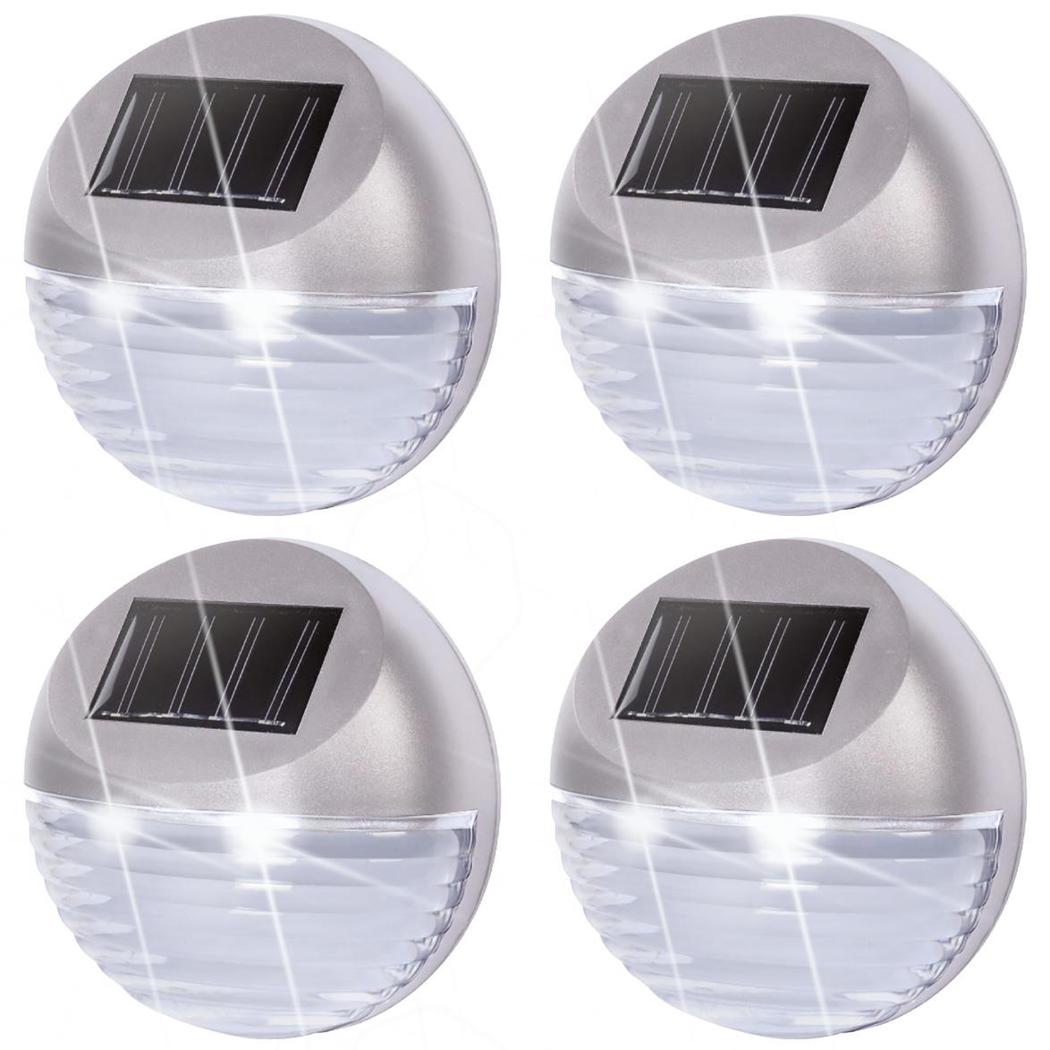 4 x Solar LED Fence Lights Silver by GEEZY - UKBuyZone