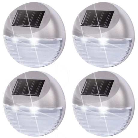 4 x Solar LED Fence Lights Silver by GEEZY - UKBuyZone