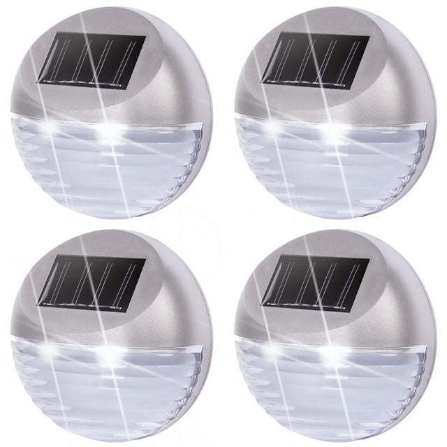 4 x Solar LED Fence Lights Silver by GEEZY - UKBuyZone