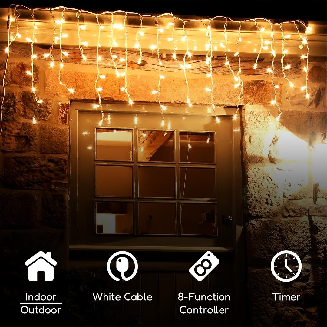 200 Christmas Warm White Led Icicle Lights by The Magic Toy Shop - UKBuyZone