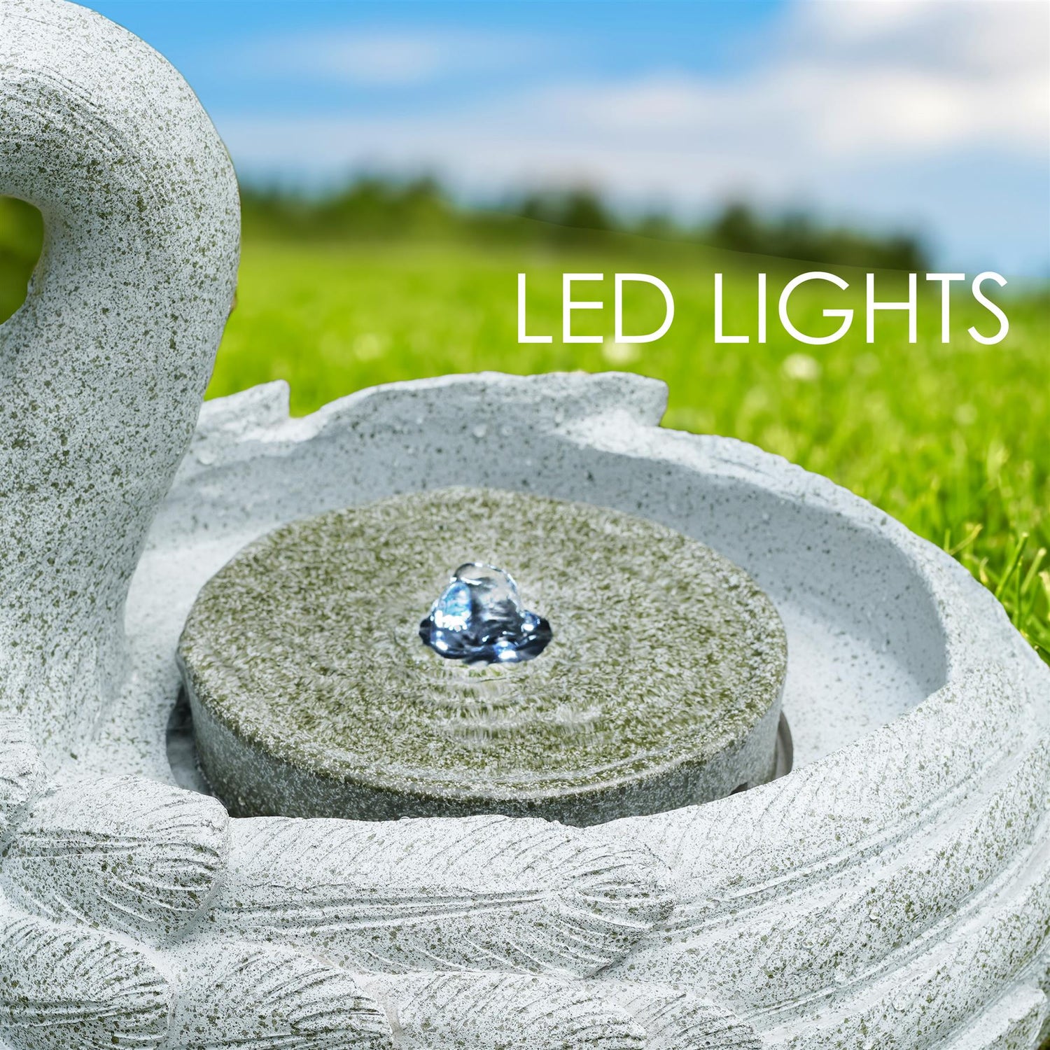 Swan Design Water Feature Outdoor With LED by GEEZY - UKBuyZone