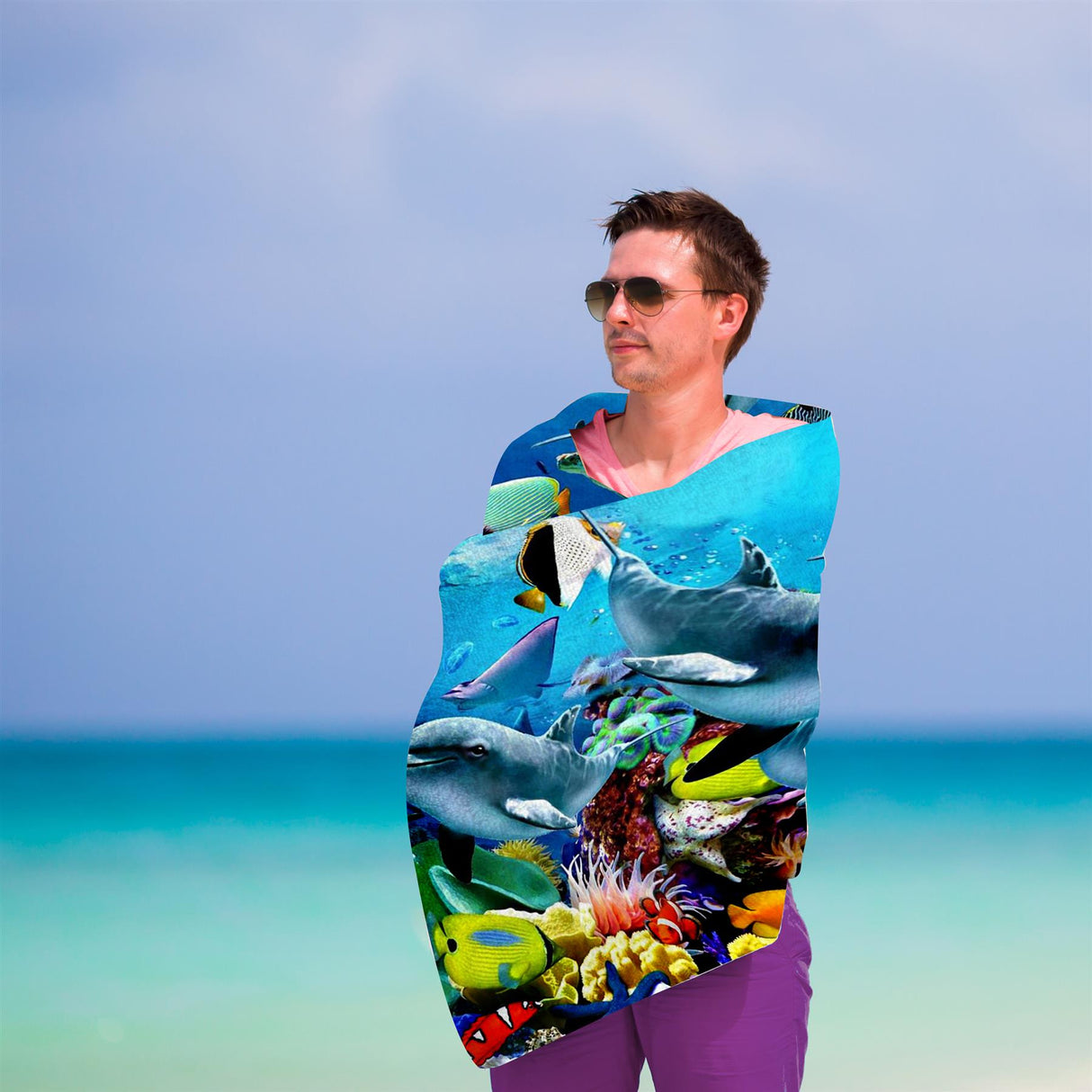 Dolphins Design Large Towel by GEEZY - UKBuyZone