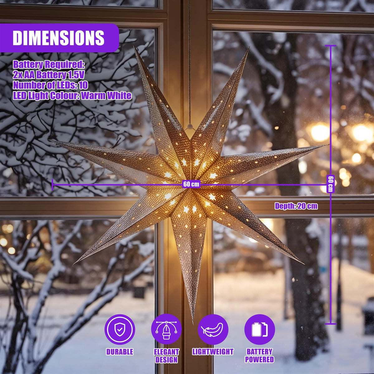 LED Hanging Paper Star 60 cm