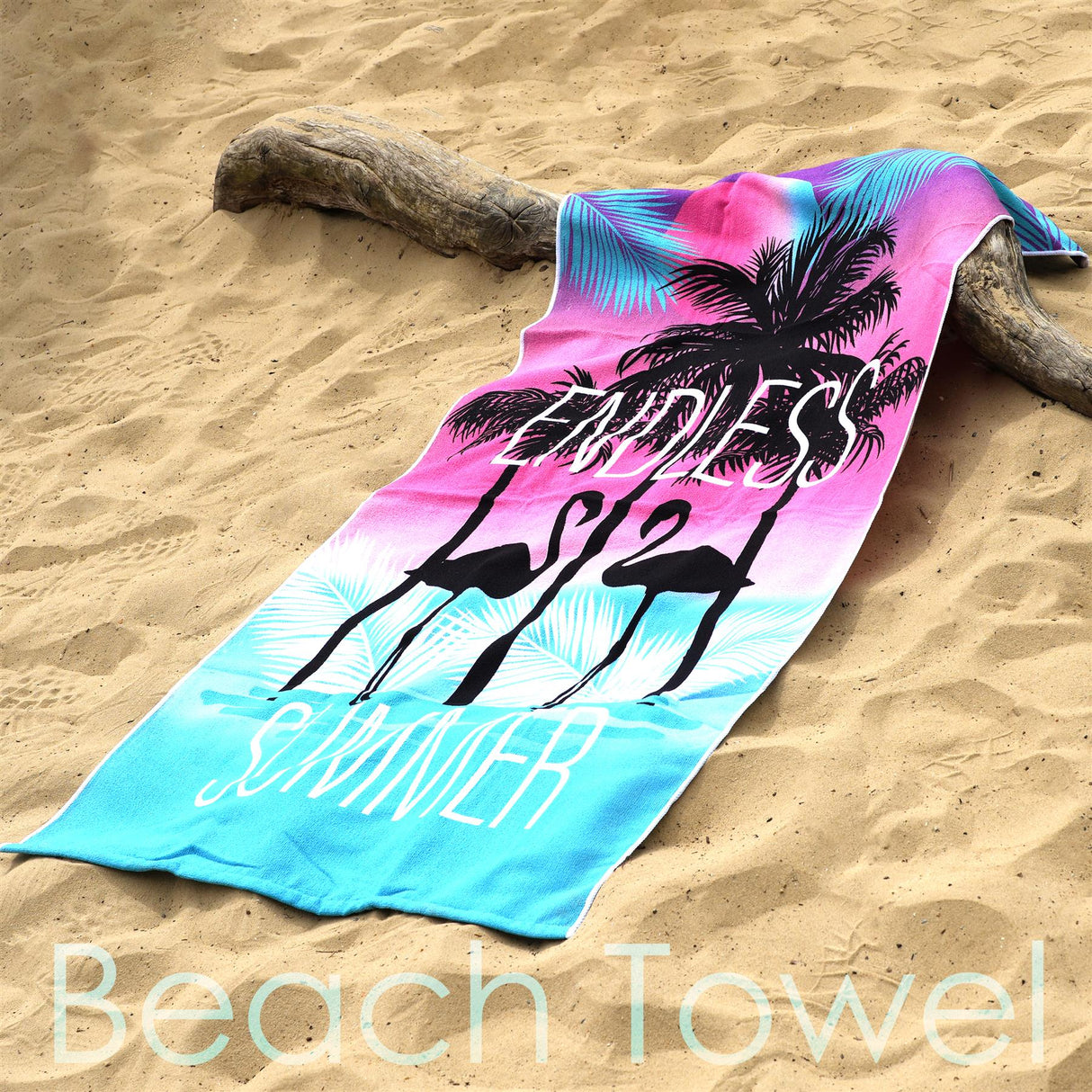 Beach Bath Towel Flamingo Design Microfibre Towel by GEEZY - UKBuyZone