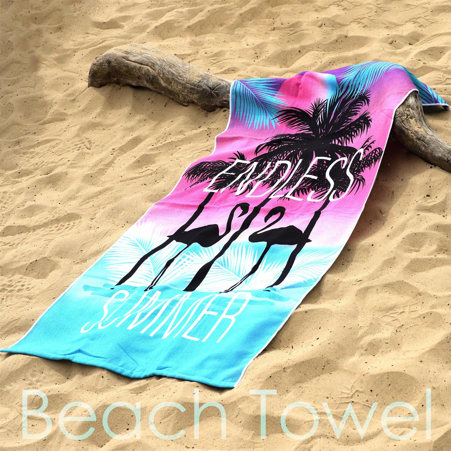 Beach Bath Towel Flamingo Design Microfibre Towel by GEEZY - UKBuyZone