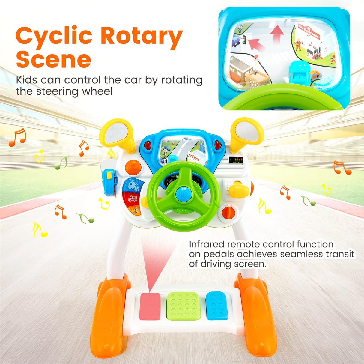 Freestanding Electronic Steering Wheel Driving Simulator Toy