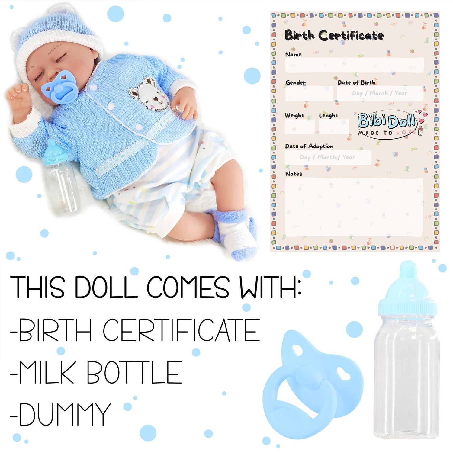 BiBi Doll Reborn Sleeping Boy "Periwinkle" (50 cm / 20") by BiBi Doll - UKBuyZone