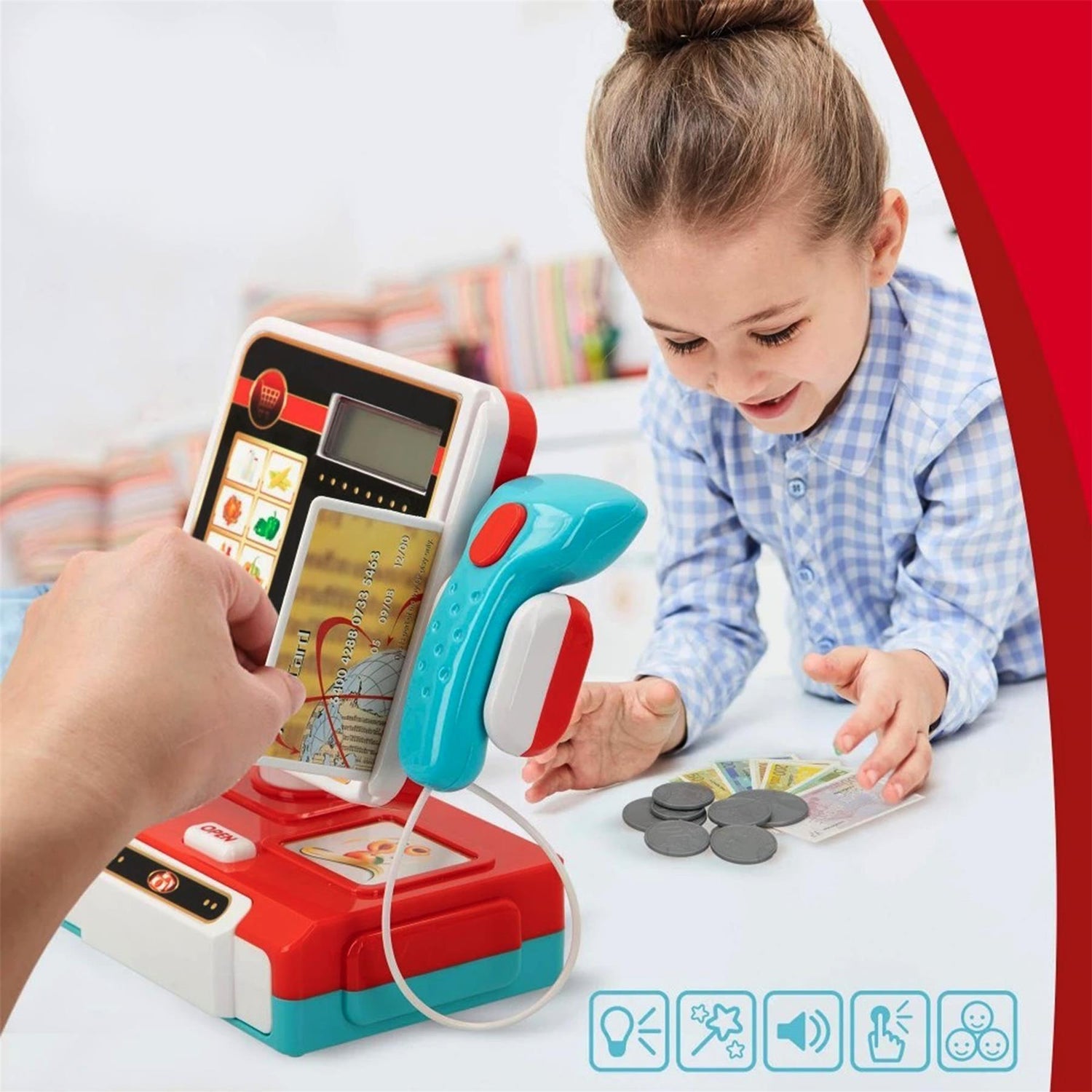 Electronic Cash Register Toy Till with Sounds and Calculator by The Magic Toy Shop - UKBuyZone