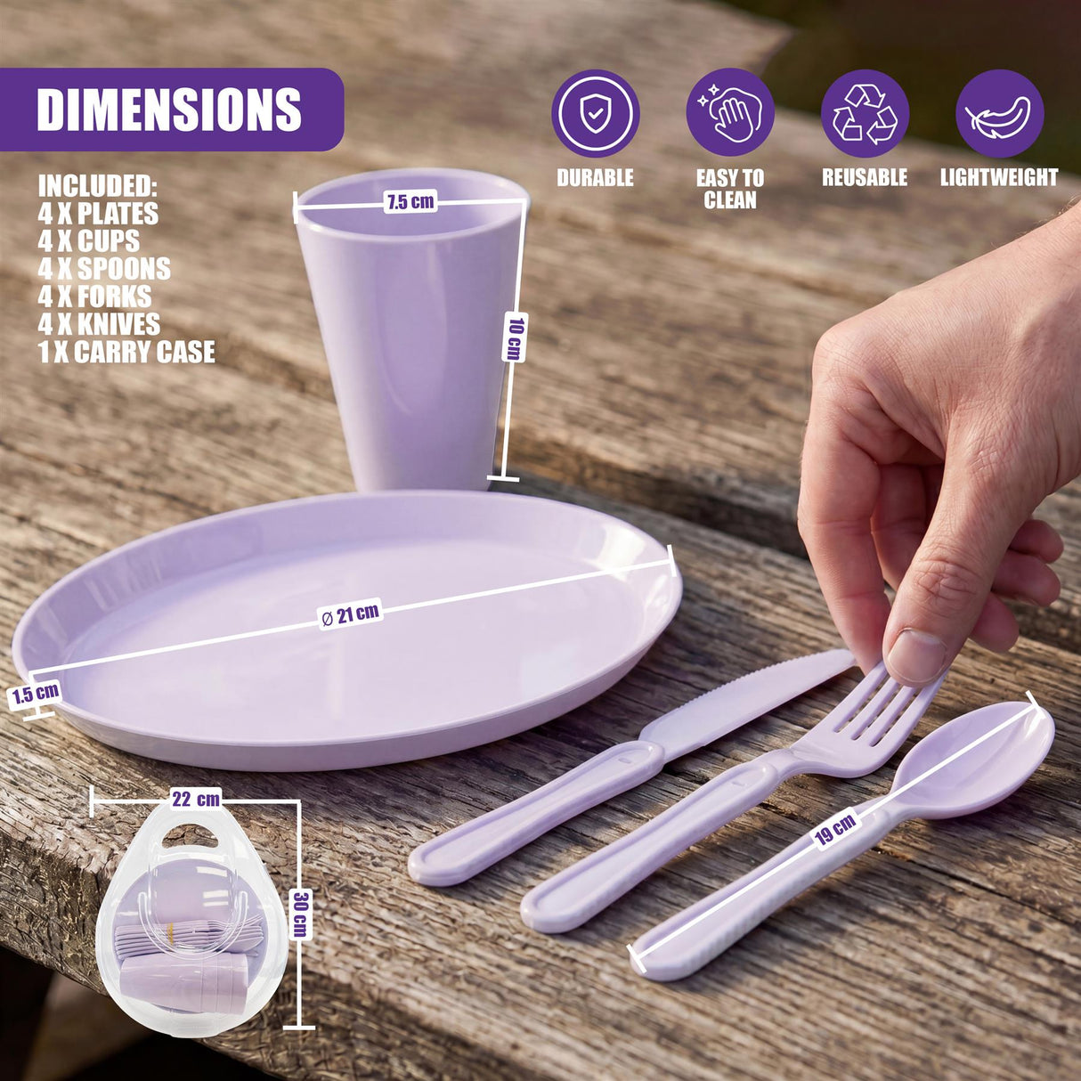 21 Piece Purple Picnic Set