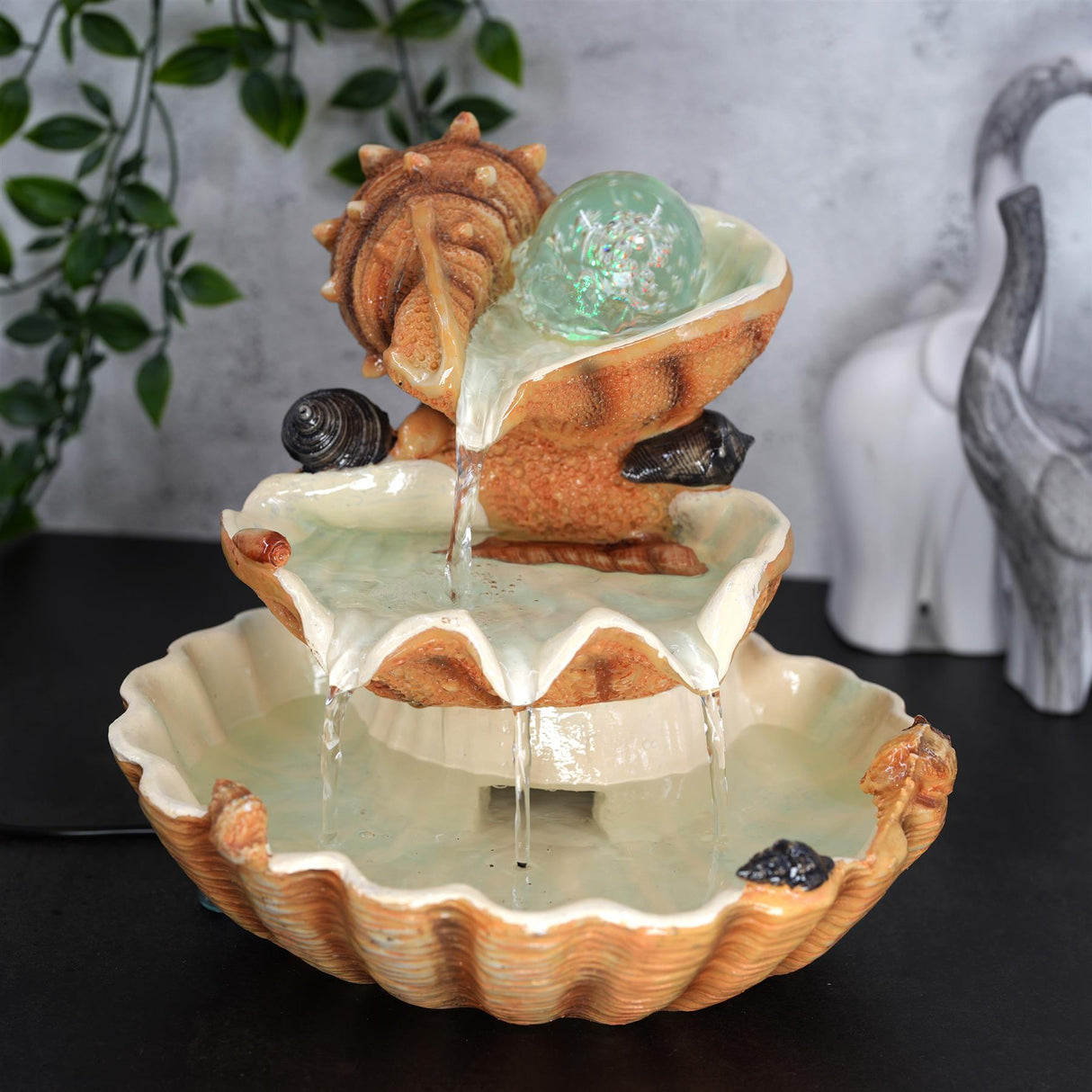 Clam Shell Water Feature Indoor With LED by GEEZY - UKBuyZone