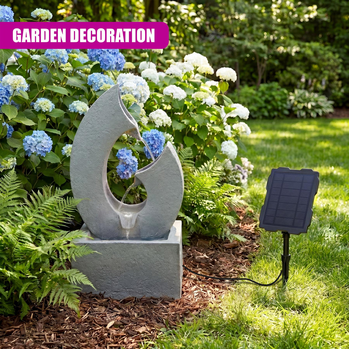 Horn Solar Water Feature with LED Lights