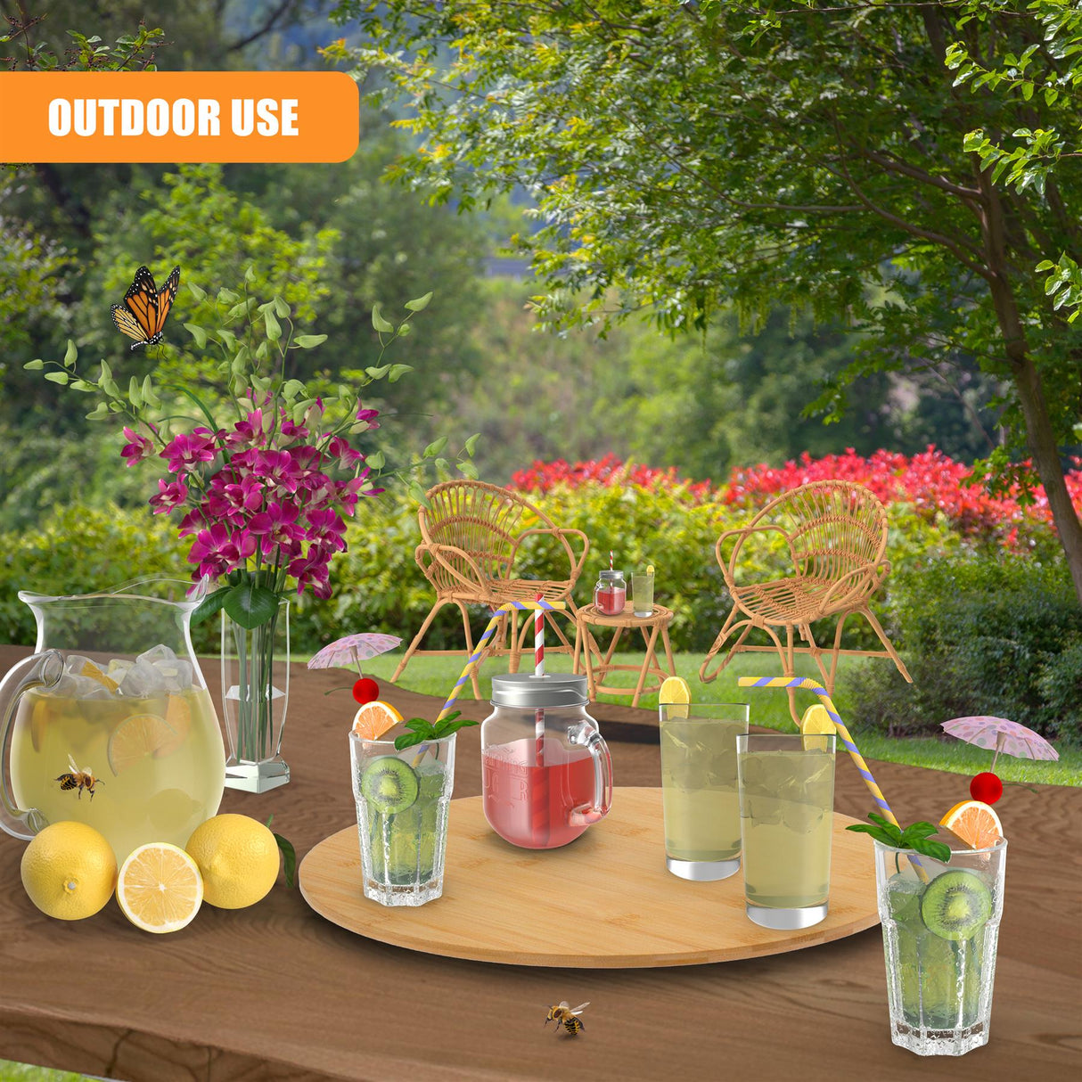 Bamboo Wooden Rotating Turntable 35cm by GEEZY - UKBuyZone