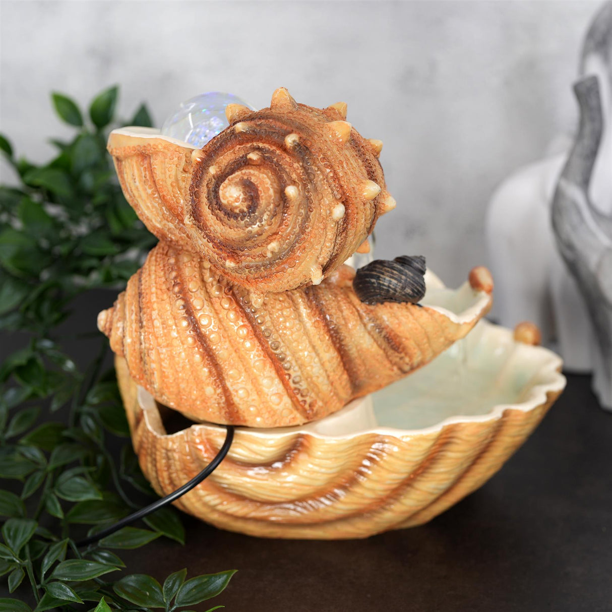 Clam Shell Water Feature Indoor With LED by GEEZY - UKBuyZone