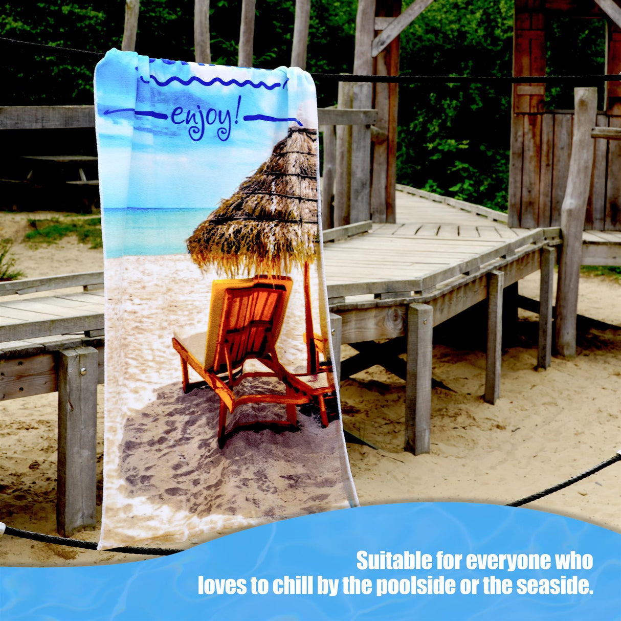 Hello Summer Design Large Towel by Geezy - UKBuyZone