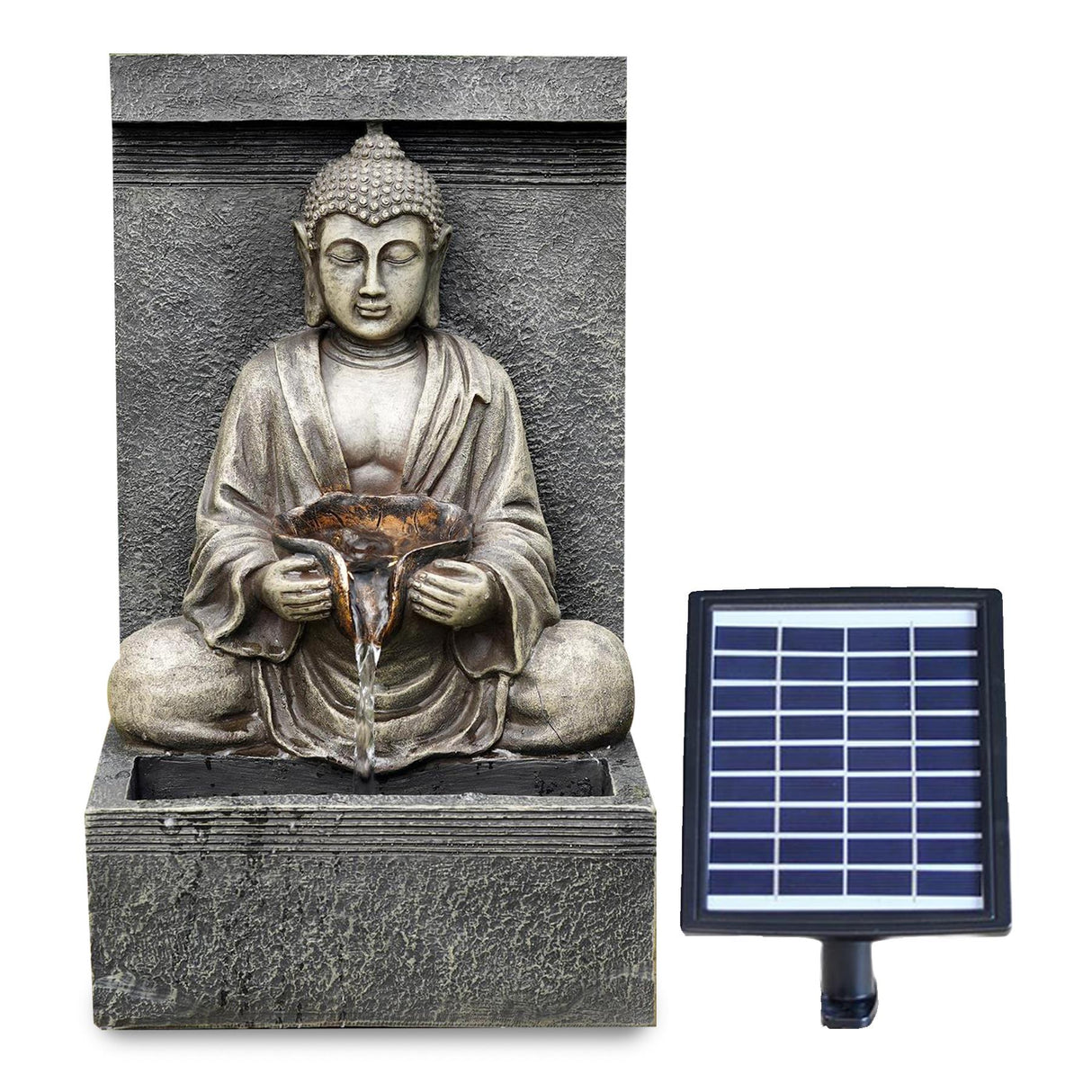 Solar Water Fountain Stone Buddha by GEEZY - UKBuyZone