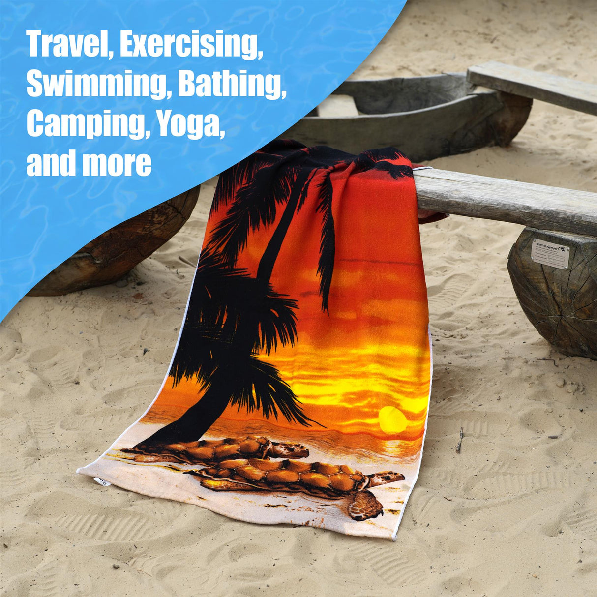 Sunset Tortoise Design Large Towel by Geezy - UKBuyZone