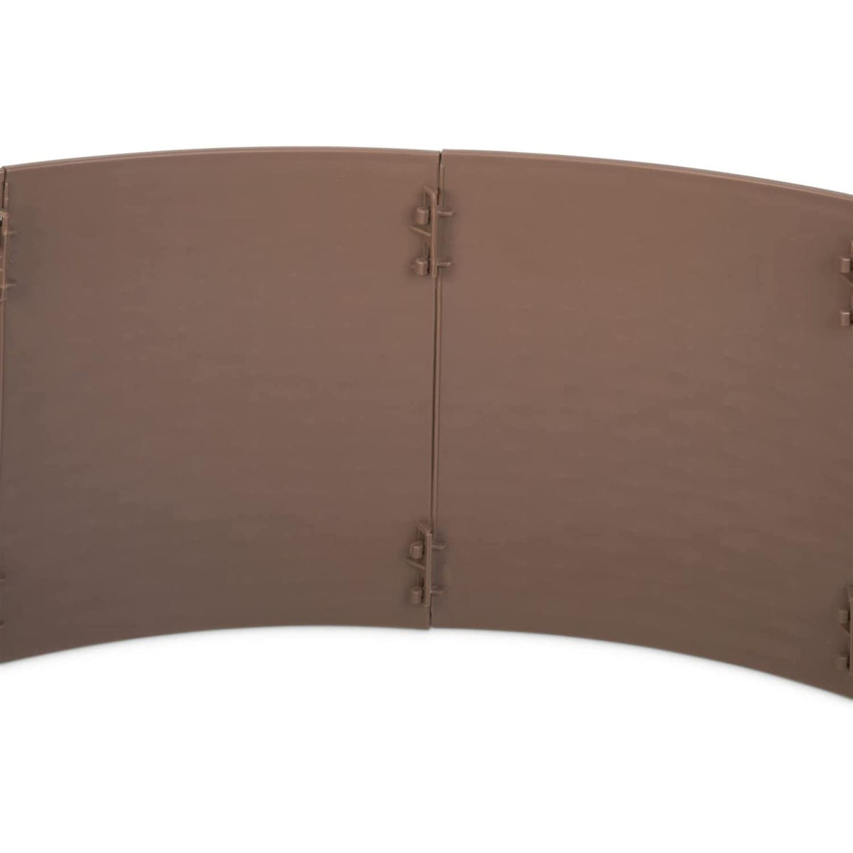 Brown Christmas tree skirt with snap-together panels against a white background