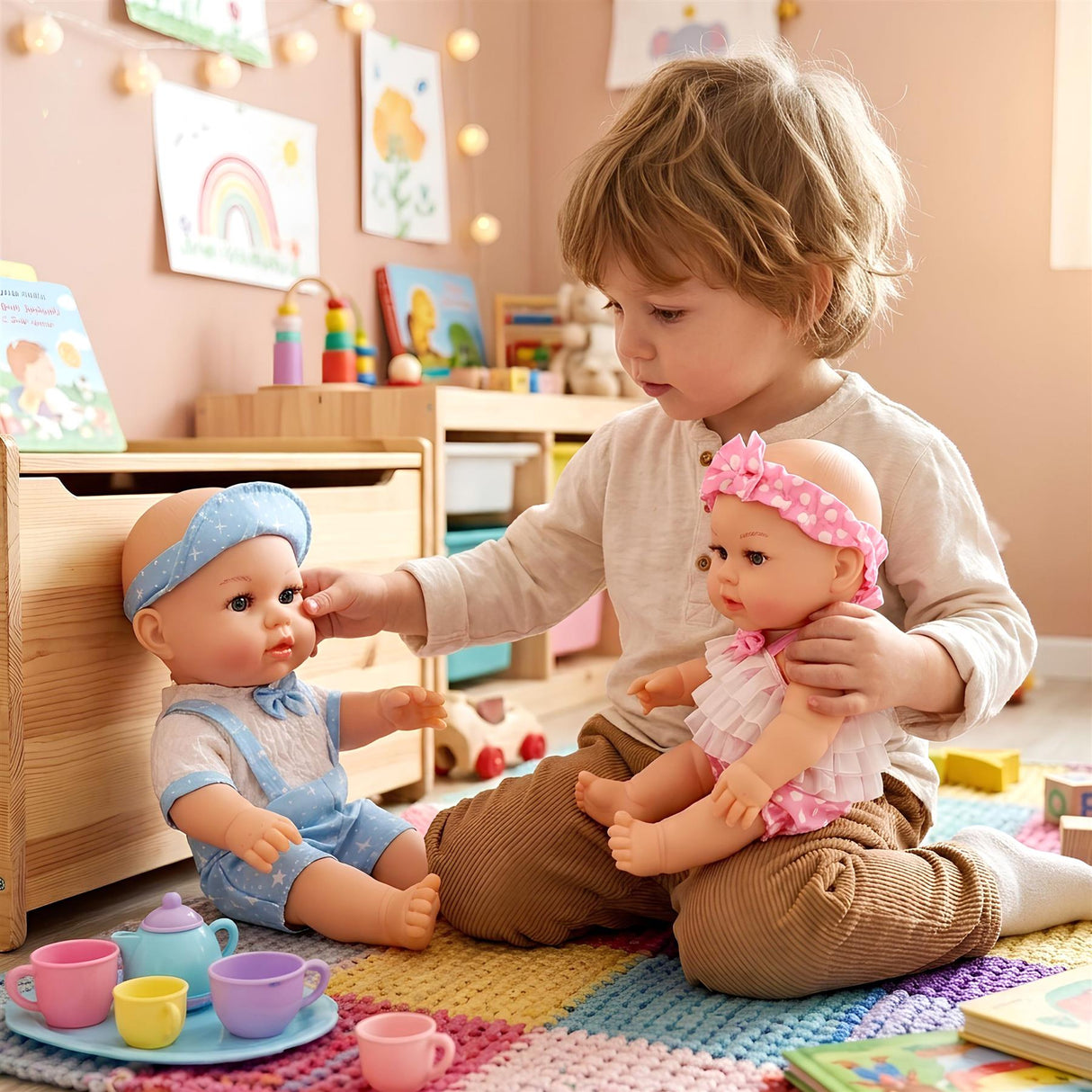 BiBi Anatomically Correct 14" Twin Dolls "Lucy & Lou"