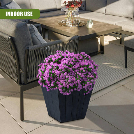 Large Flower Pot - Wooden Pattern by GEEZY - UKBuyZone