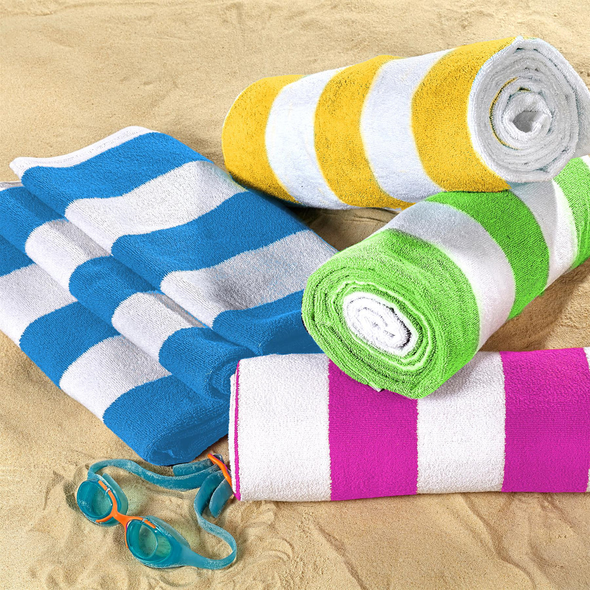Striped Microfibre Beach Towels - Set of 4 by GEEZY - UKBuyZone