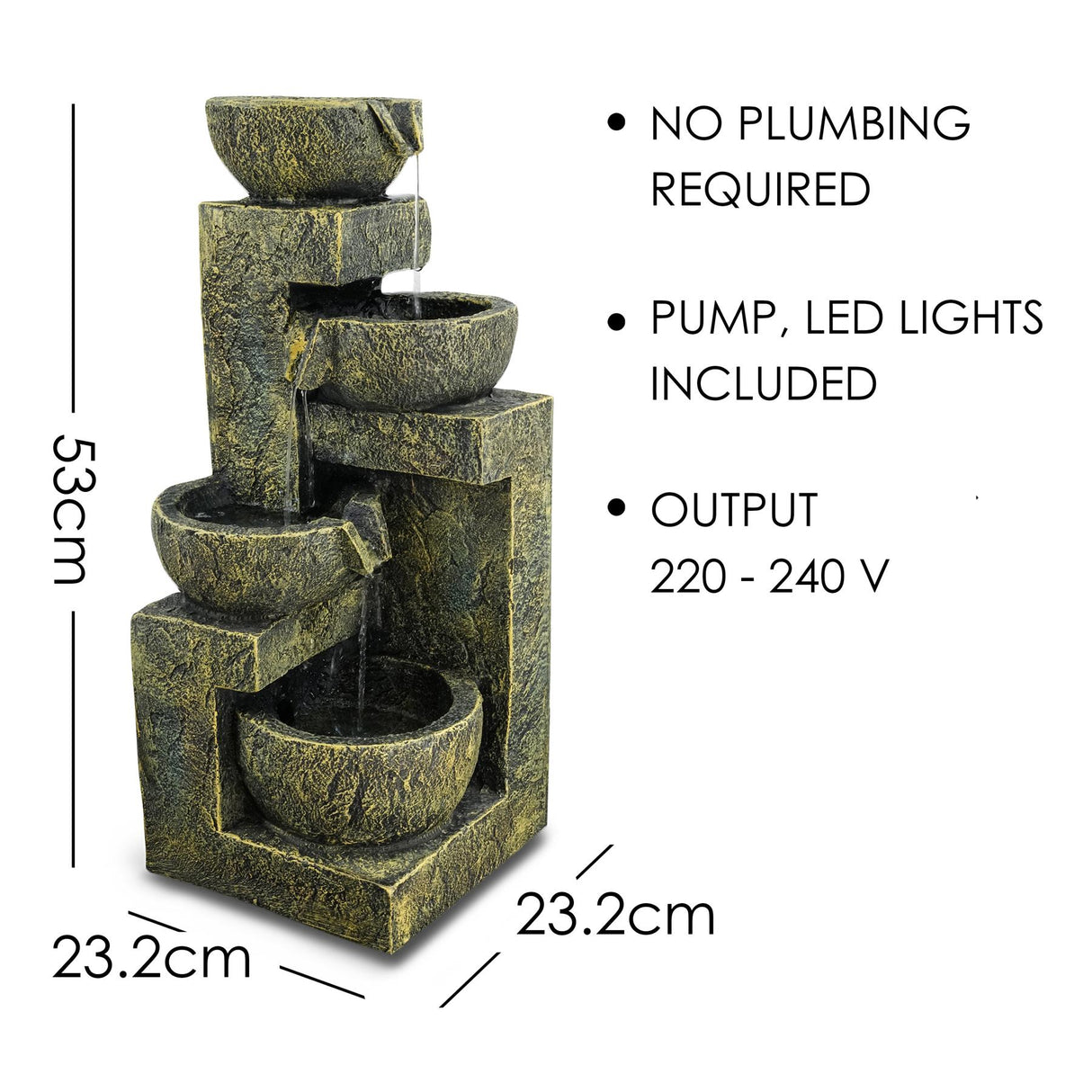 4 Tier Water Feature Outdoor With LED by GEEZY - UKBuyZone