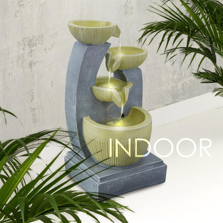 4 Tier Bowls Water Feature Outdoor With LED by GEEZY - UKBuyZone