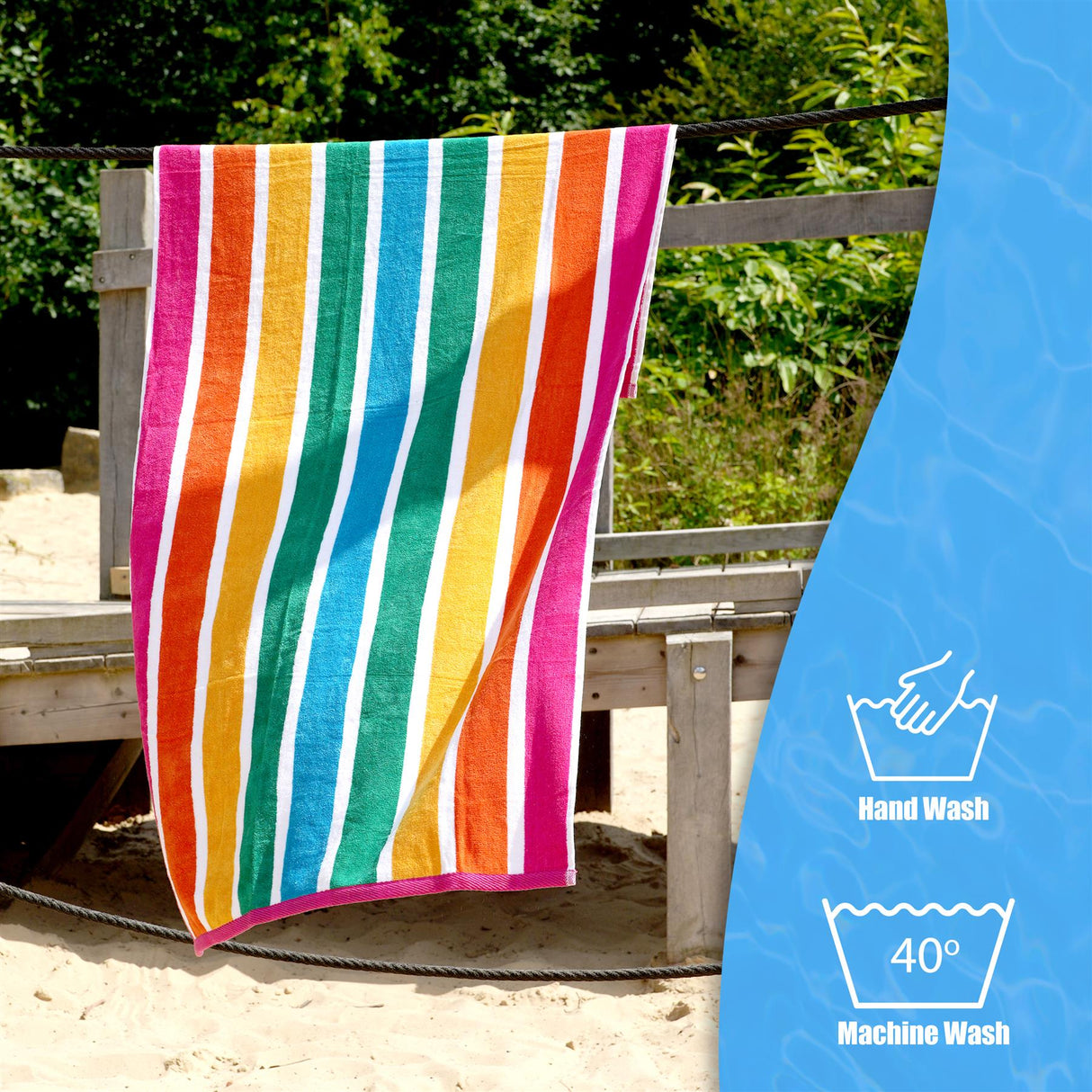 Velour Striped Beach Towel Tropical Burst by Geezy - UKBuyZone