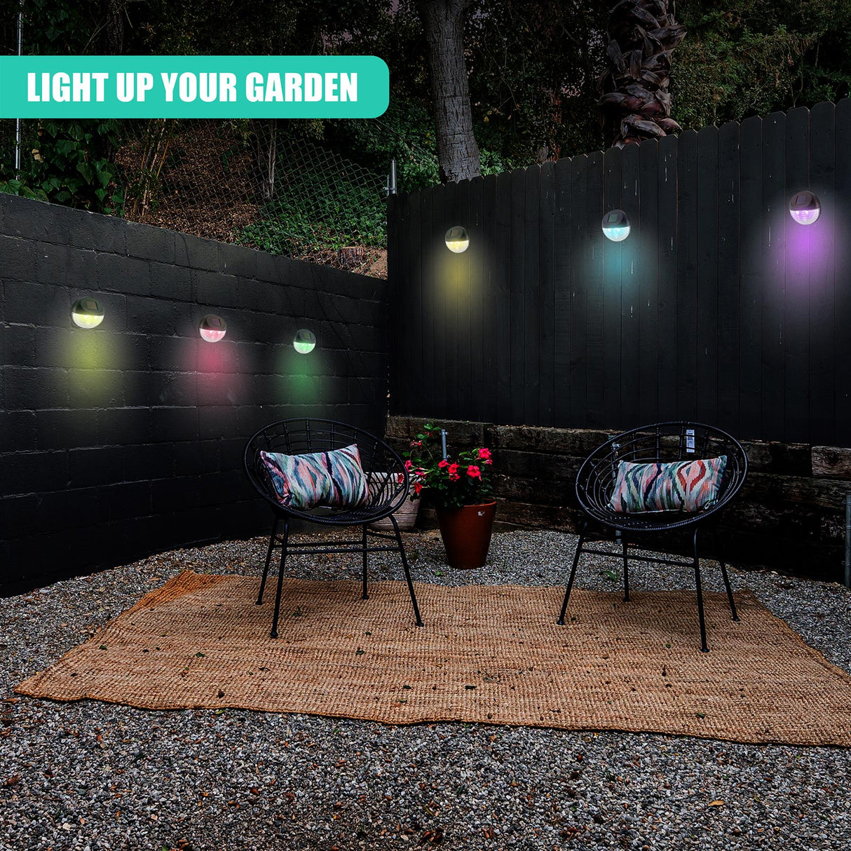 Solar Fence Lights, Set of 12 – RGB LED, Black by GEEZY - UKBuyZone