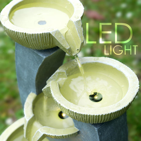 4 Tier Bowls Water Feature Outdoor With LED by GEEZY - UKBuyZone