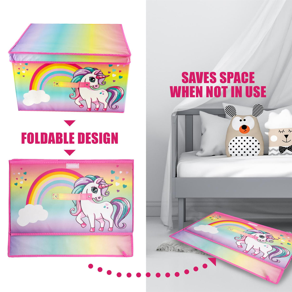 Rainbow Unicorn Storage Box by The Magic Toy Shop - UKBuyZone