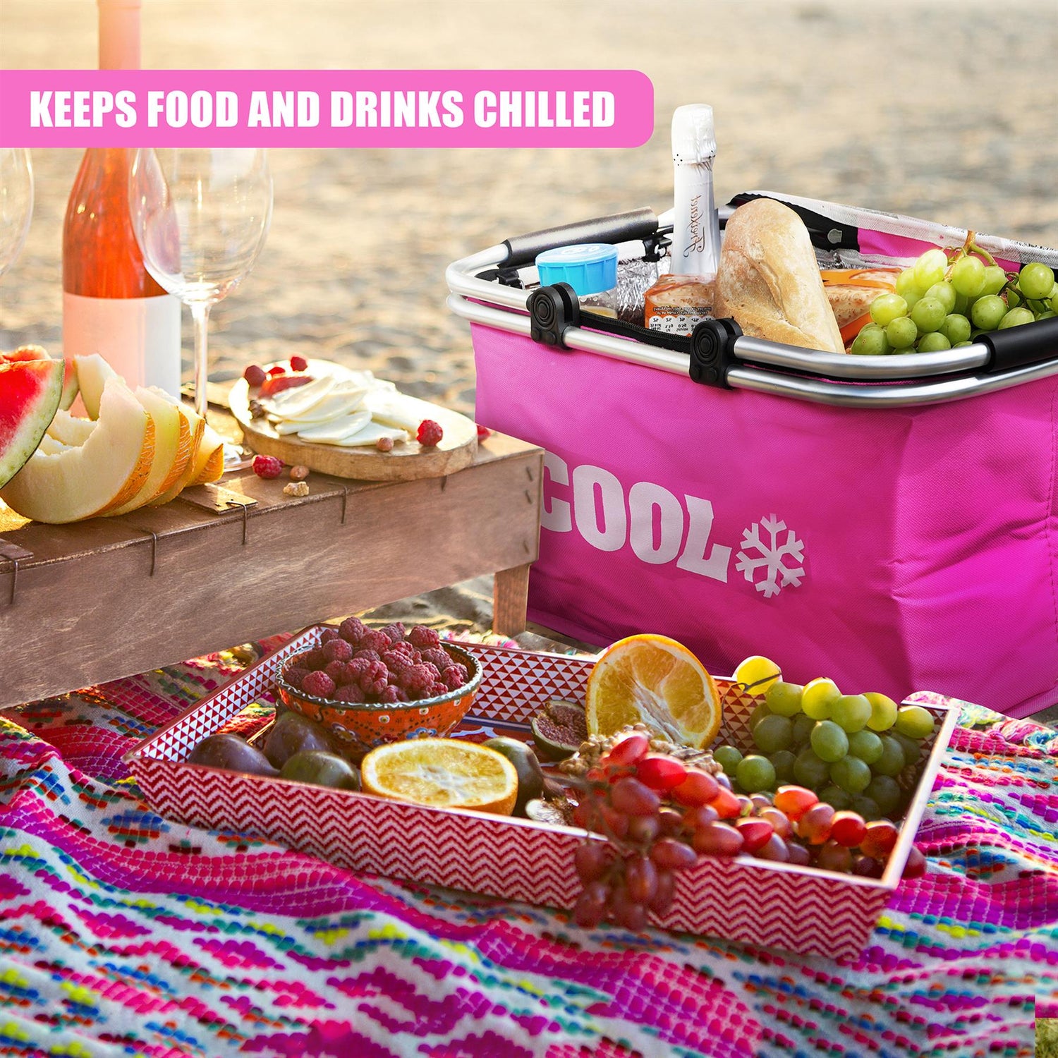 Pink Cooler Basket Bag by Geezy - UKBuyZone