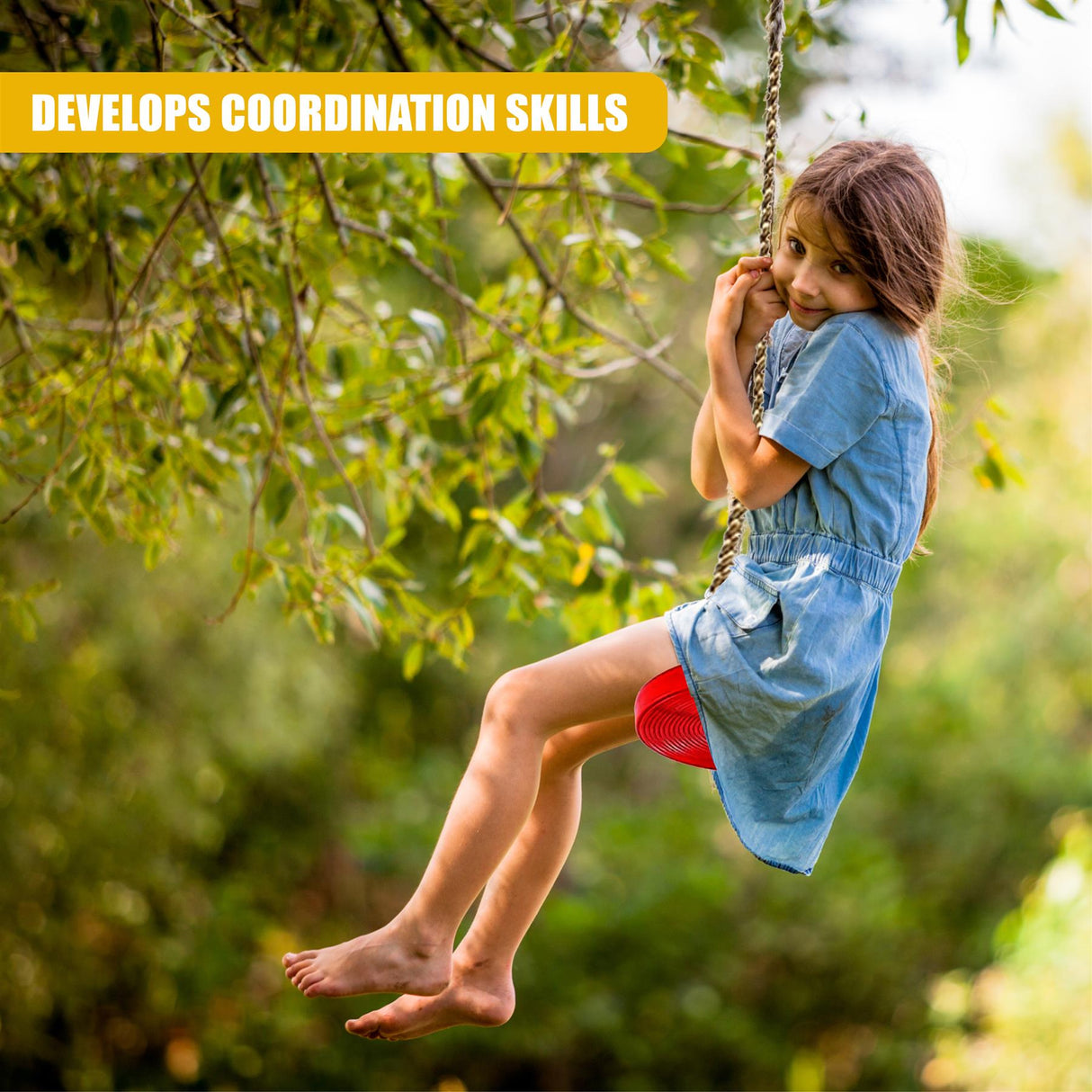 Wooden Trapeze Swing, Rope Ladder & Red Plate Seat by The Magic Toy Shop - UKBuyZone