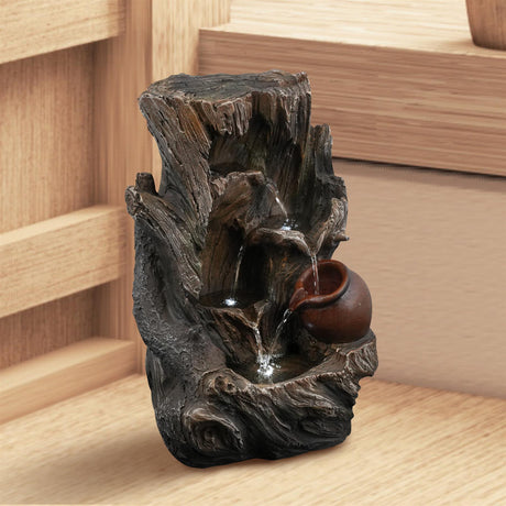 Tree Log Water Feature Outdoor With LED by GEEZY - UKBuyZone