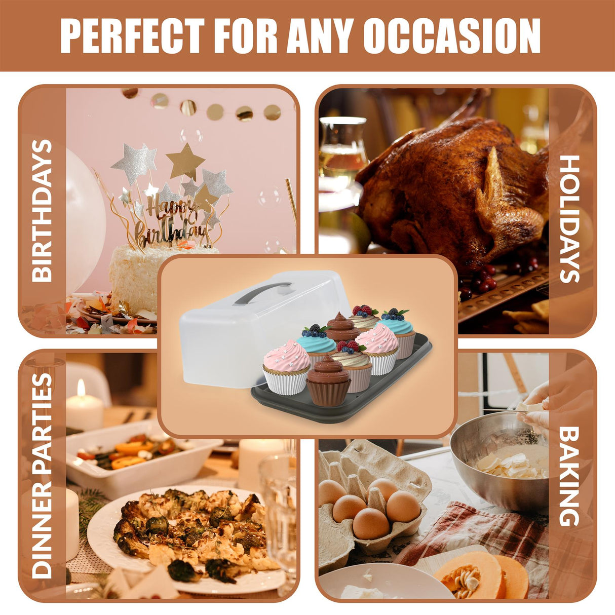 Rectangular Cake Carrier with Handle and Lid by GEEZY - UKBuyZone